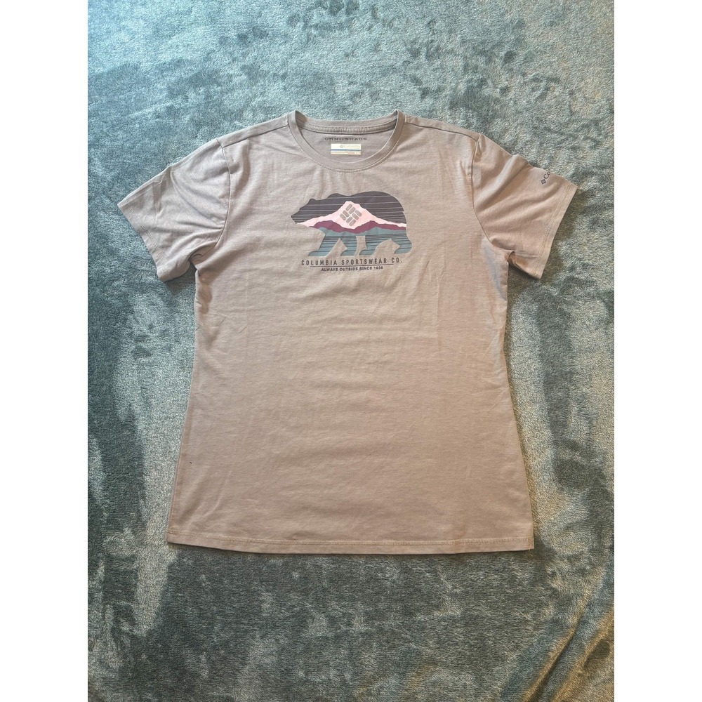 Columbia Omni-Shade Bear Mountain Graphic T-Shirt Taupe Womens Medium